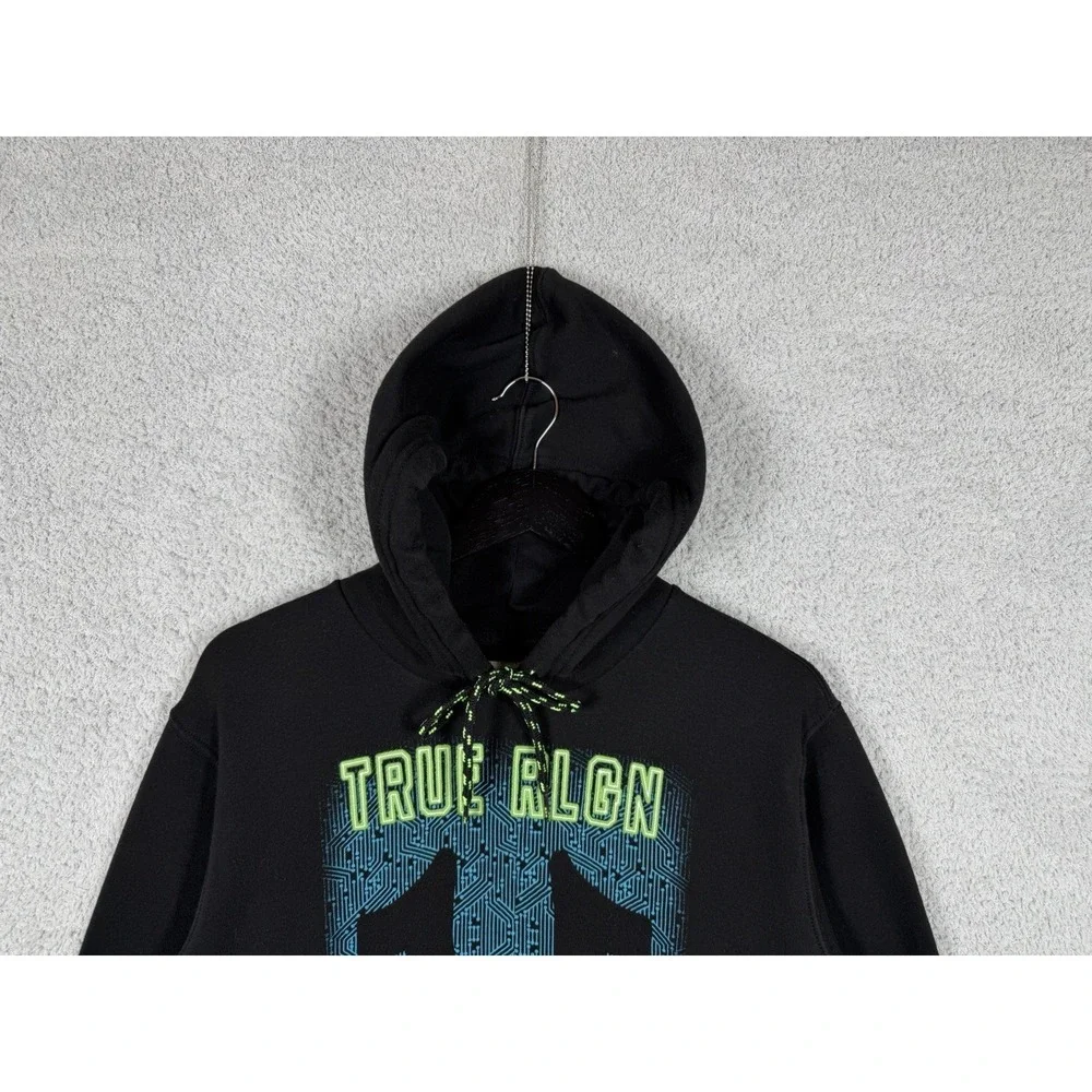 True Religion Men's Black Digital Motherboard Logo Pullover Hoodie‎ Size L